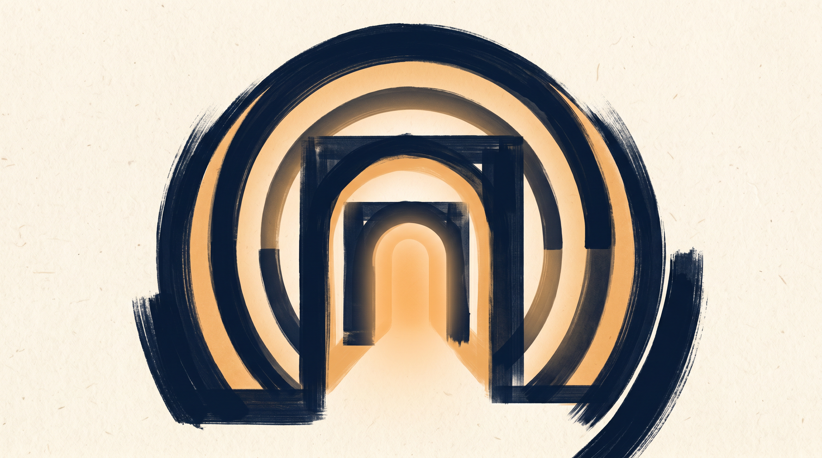 Concentric arches with warm amber light at the centre, representing the partner portal's layered access.